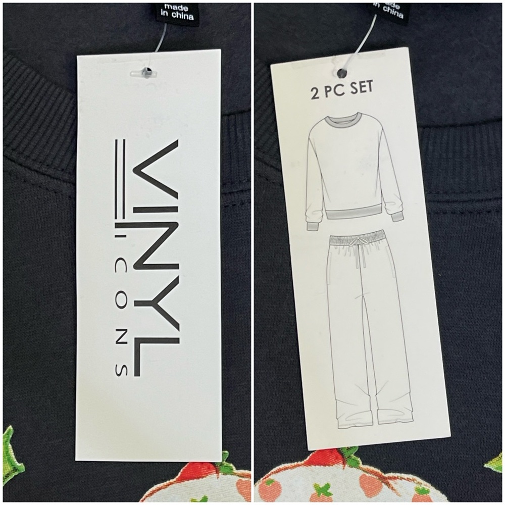 NWT Strawberry Shortcake Dark Grey 2 Piece Sweatsuit TikTok Famous/Viral Trend - Picture 11 of 12